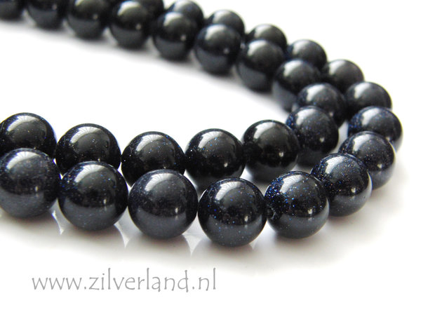 10mm Goudsteen Kralen- Blauw