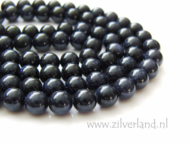 8mm Goudsteen Kralen- Blauw