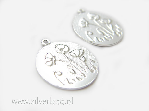 1 Stuk Sterling Zilveren Hanger- Klaprozen