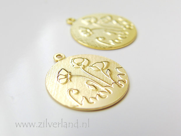 1 Stuk Sterling Zilveren Hanger- Klaprozen Verguld