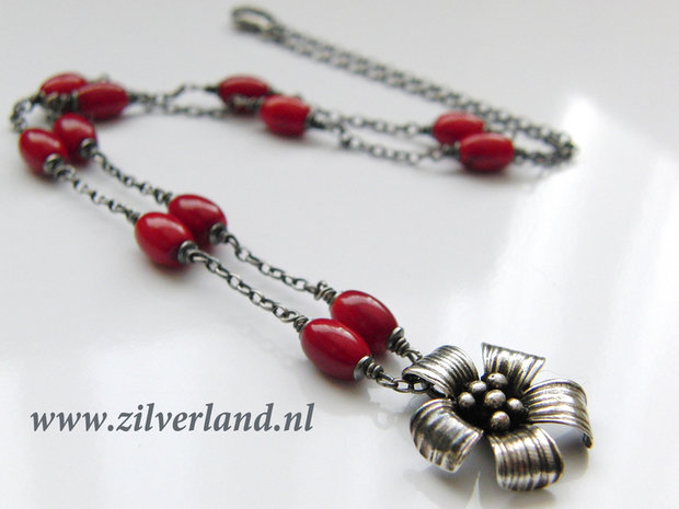 Sterling Zilveren Ketting met Koraal 