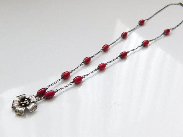 Sterling Zilveren Ketting met Koraal 