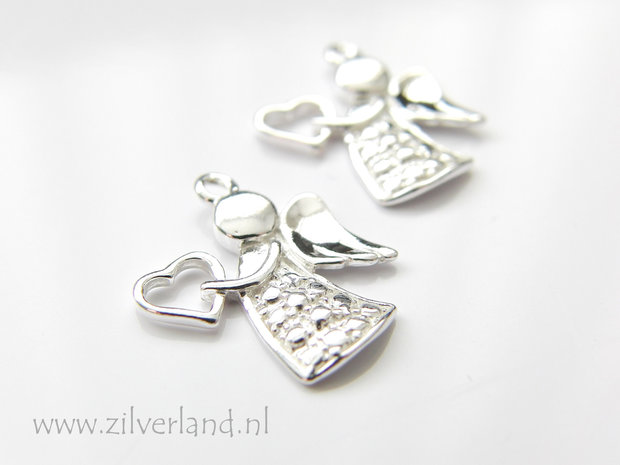 1 Stuk Sterling Zilveren Hanger- Engel met Hart