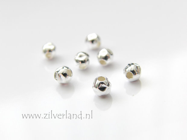 10 Stuks 4mm Sterling Zilveren Kralen- Gehamerd
