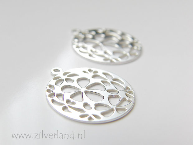 - 1 Stuk Sterling Zilveren Hanger- Bloemen