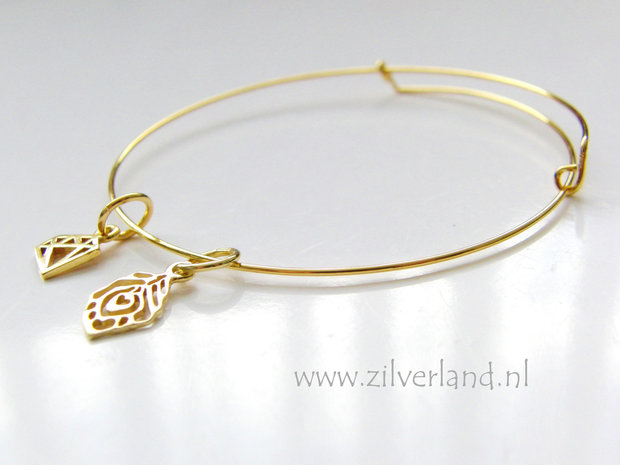 Sterling Zilveren Draad Armband voor Bedels- Verguld