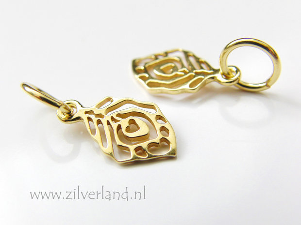 1 Stuk Sterling Zilveren Hanger- Blad Verguld