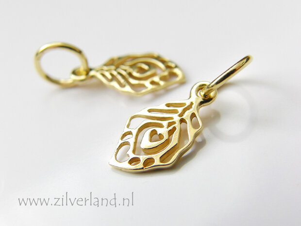 1 Stuk Sterling Zilveren Hanger- Blad Verguld