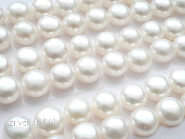 1 Stuk 6mm Zoetwaterparel Half Doorboord- Wit