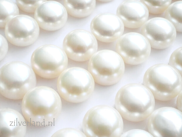 1 Stuk 10mm Zoetwaterparel Half Doorboord- Wit