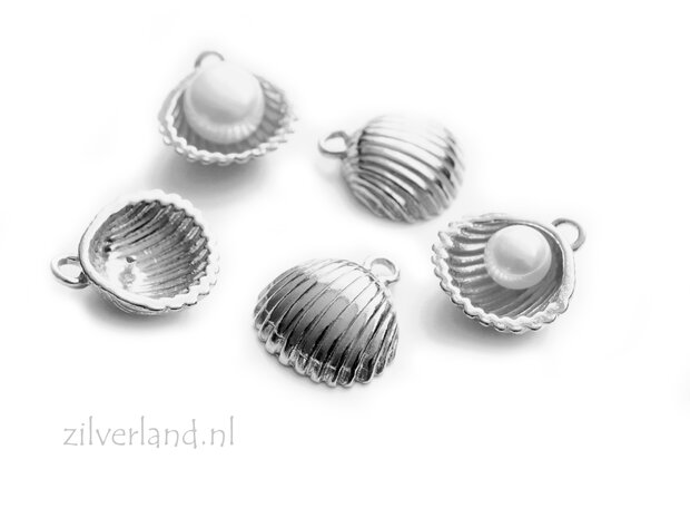 Zilveren Schelp Hanger met Pin – Voor Inlijmen van Parel