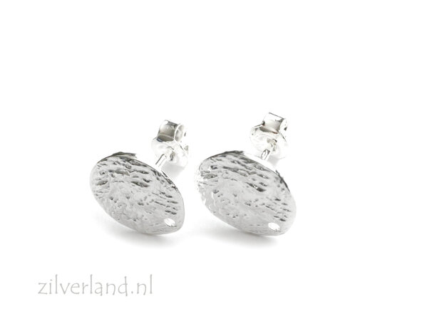 925 zilveren oorstekers met textuur