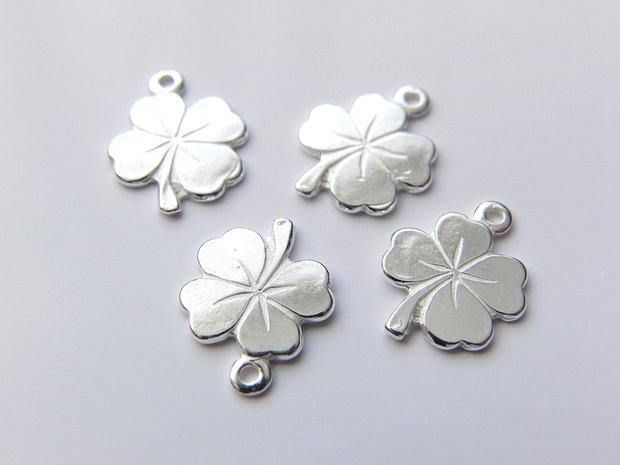 Sterling Zilveren Bedel- Klavertje Vier