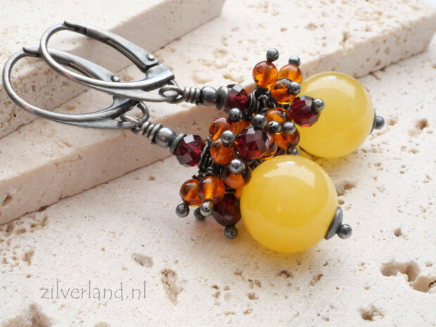 Handgemaakte 925 Zilveren Oorbellen met Butterscotch Baltische Barnsteen.
