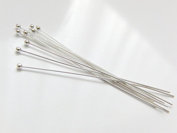 10 Stuks 0,50mm x 5,0cm Sterling Zilveren Nietstiften