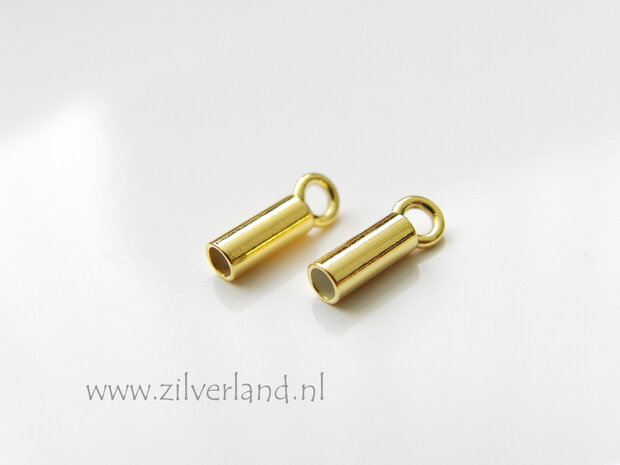 2 Stuks 2mm Sterling Zilveren Eindstuk- Verguld