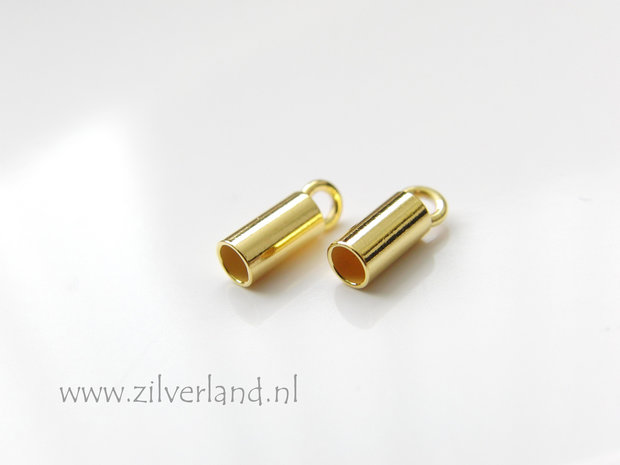 2 Stuks 2,5mm Sterling Zilveren Eindstuk- Verguld