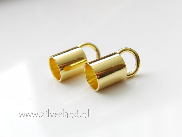 2 Stuks 6,3mm Sterling Zilveren Eindstuk- Verguld