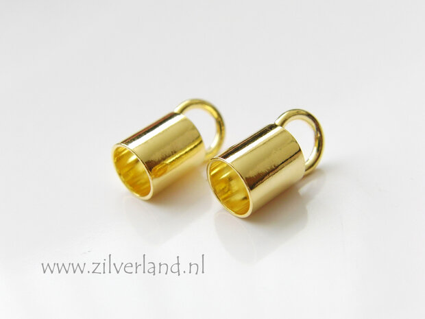 2 Stuks 6,3mm Sterling Zilveren Eindstuk- Verguld