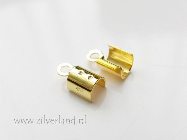 2 Stuks Sterling Zilveren Veterklem, Leerklem- Verguld