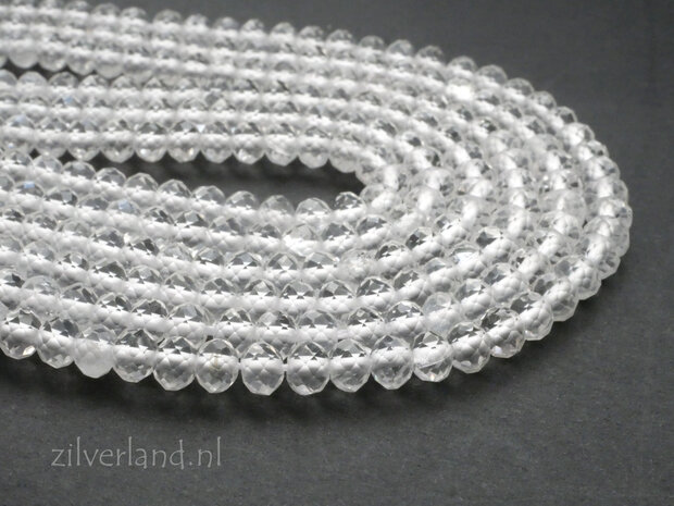 4x3mm Bergkristal Edelstenen Kralen- Facet Rondelle