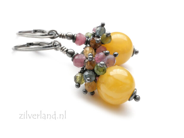 Barnsteen Toermalijn oorbellen handgemaakt