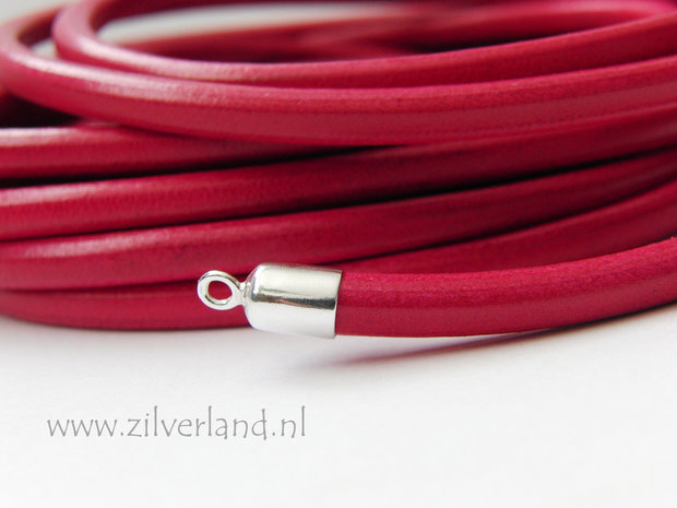 20cm Rond 6mm Leerkoord- Fuchsia