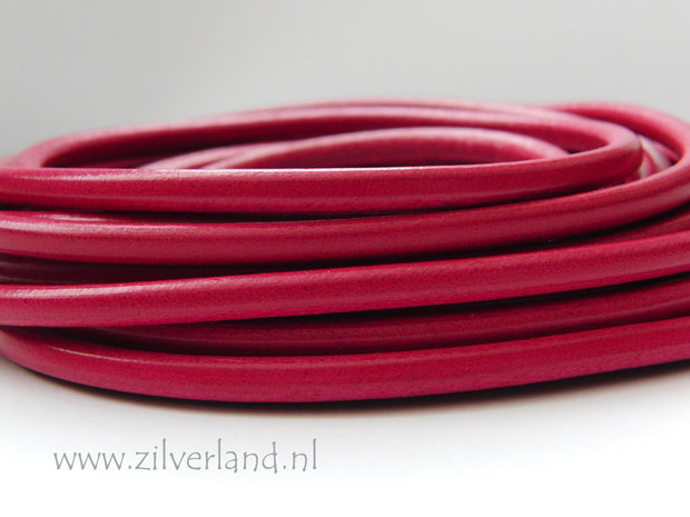 20cm Rond 6mm Leerkoord- Fuchsia