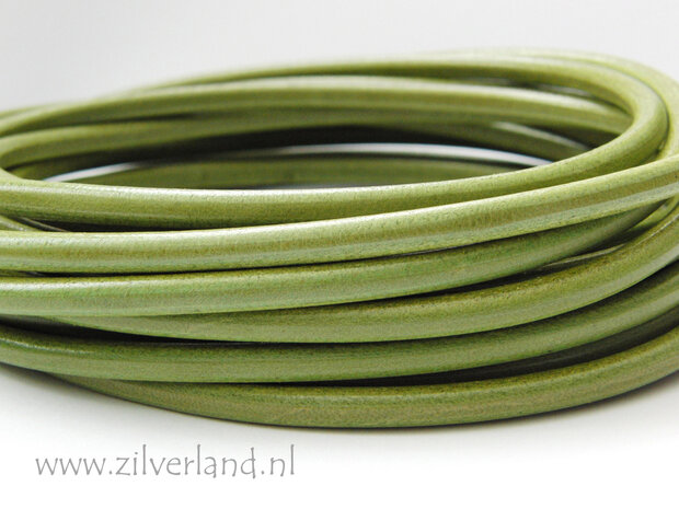 20cm Rond 6mm Leerkoord- Licht Groen