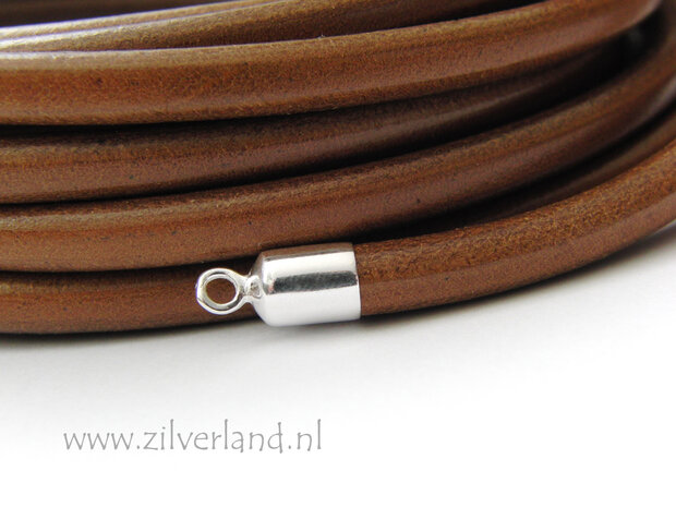 20cm Rond 6mm Leerkoord- Taupe