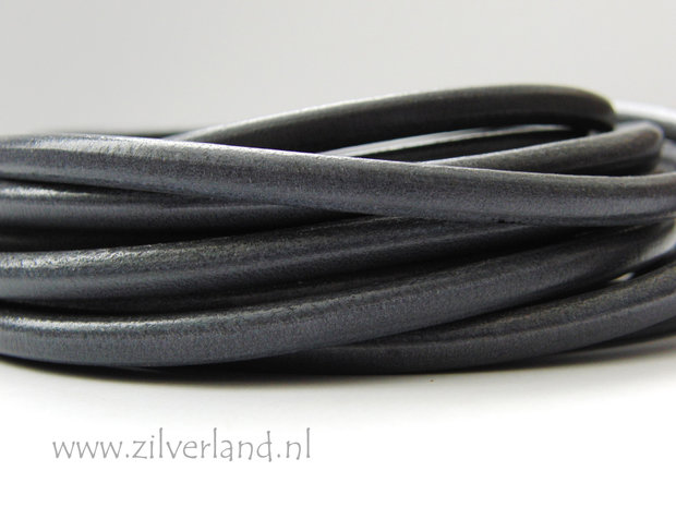 20cm Rond 6mm Leerkoord- Grijs