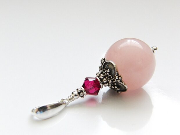 Sterling Zilveren Hanger met Rozenkwarts