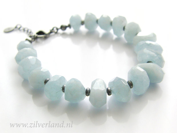 Handgemaakte Zilveren Armband met Aquamarijn