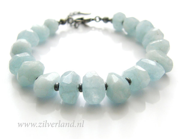 Handgemaakte Zilveren Armband met Aquamarijn