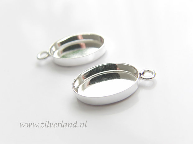 14x10mm Sterling Zilveren Hanger voor UV Hars/Resin of Cabochons- Ovaal