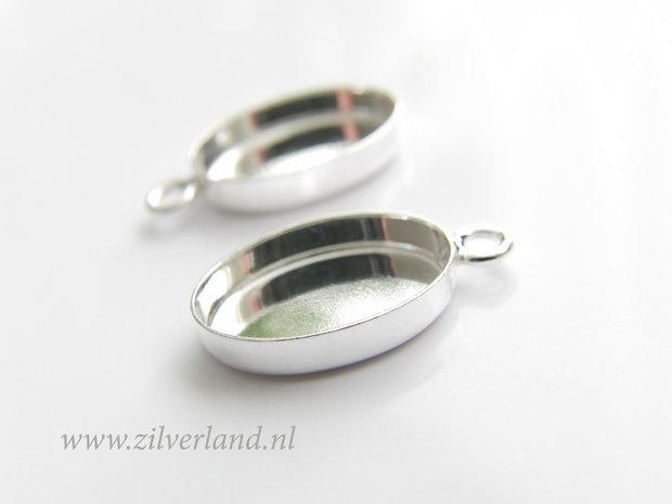 14x10mm Sterling Zilveren Hanger voor UV Hars/Resin of Cabochons- Ovaal