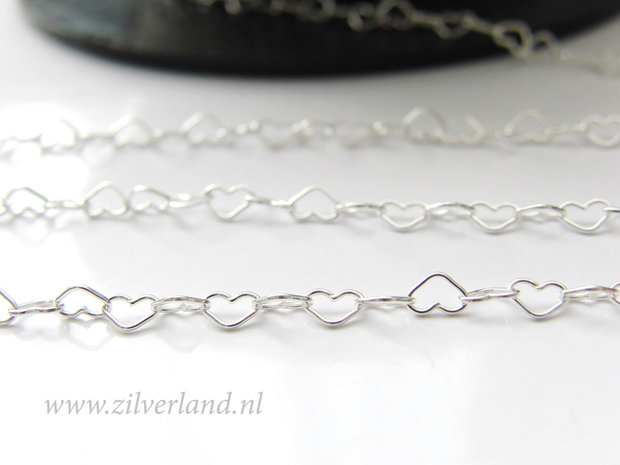 1 Meter Sterling Zilveren Jasseron- Hartjes