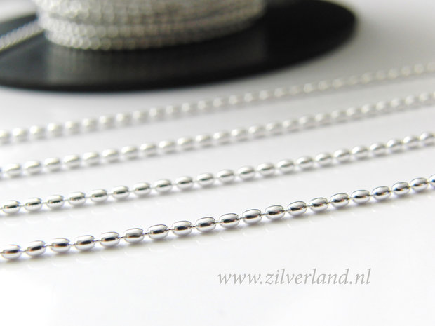 1 Meter Sterling Zilveren Balletjesketting- Ovaal