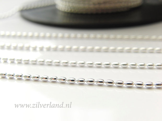 1 Meter Sterling Zilveren Balletjesketting- Ovaal