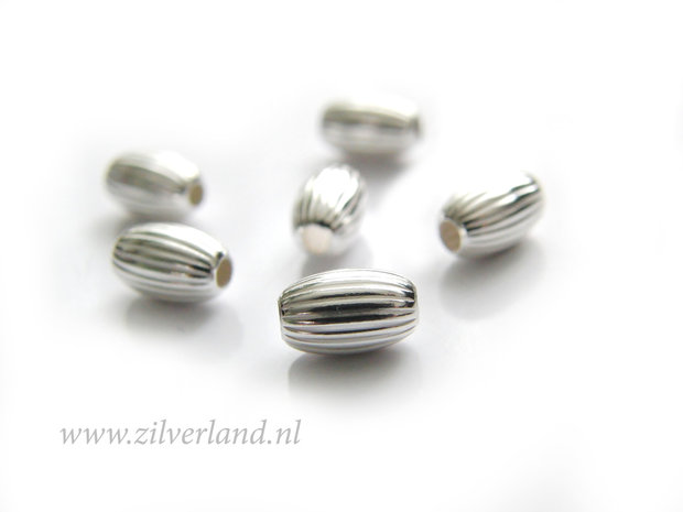 10 Stuks 8mm Sterling Zilveren Kralen- Ovaal Geribbeld