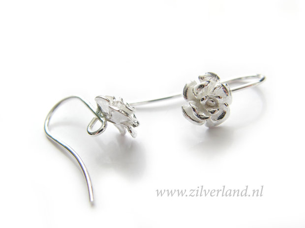 Sterling Zilveren Oorhaken- Bloem