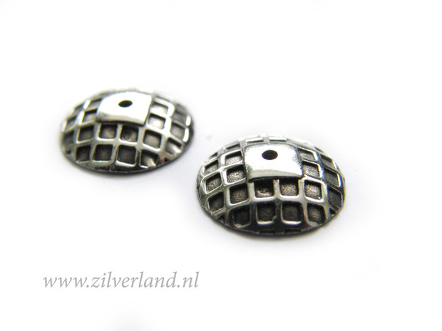 1 Stuk 11mm Sterling Zilveren Kralenkapje- Geoxideerd