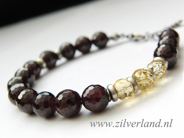 Zilveren Armband met Granaat en Citrien