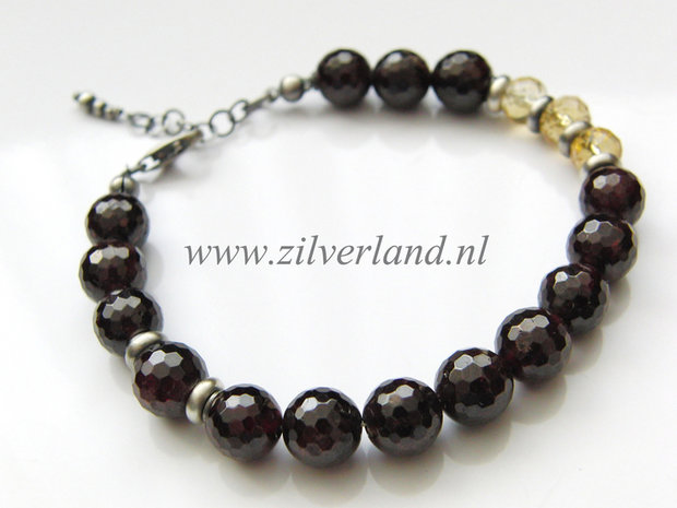 Zilveren Armband met Granaat en Citrien