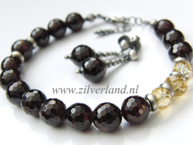 Zilveren Armband met Granaat en Citrien