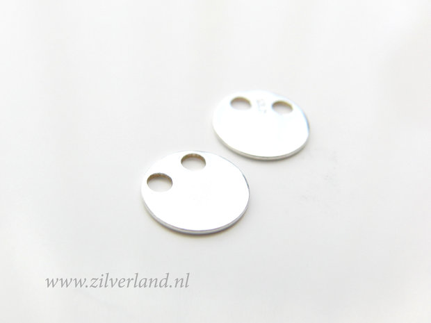 9mm Sterling Zilveren Hanger- Rond 2 Gats