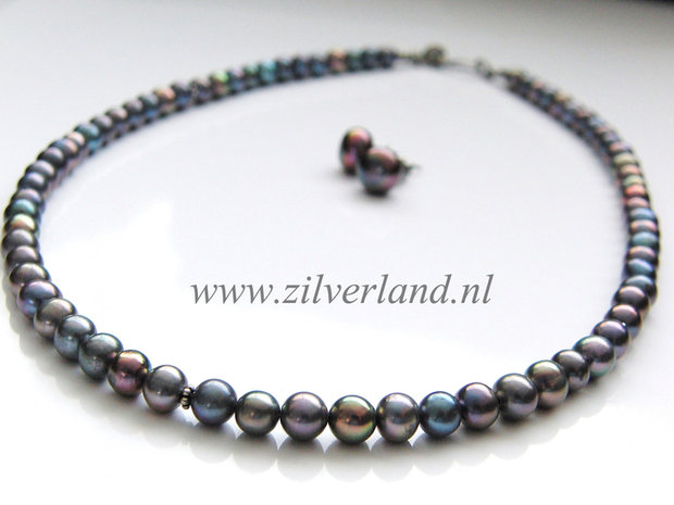 Gereserveerd, Set- Ketting, Armband en Oorstekers met Zoetwaterparels