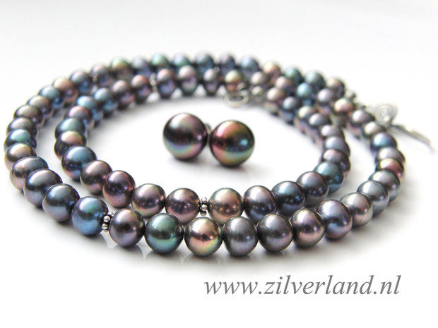 Gereserveerd, Set- Ketting, Armband en Oorstekers met Zoetwaterparels