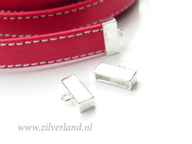 2 Stuks Sterling Zilveren Eindstuk voor Plat Leer