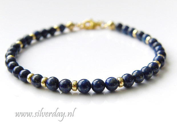 Sterling Zilveren Armband met Lapis Lazuli- Verguld